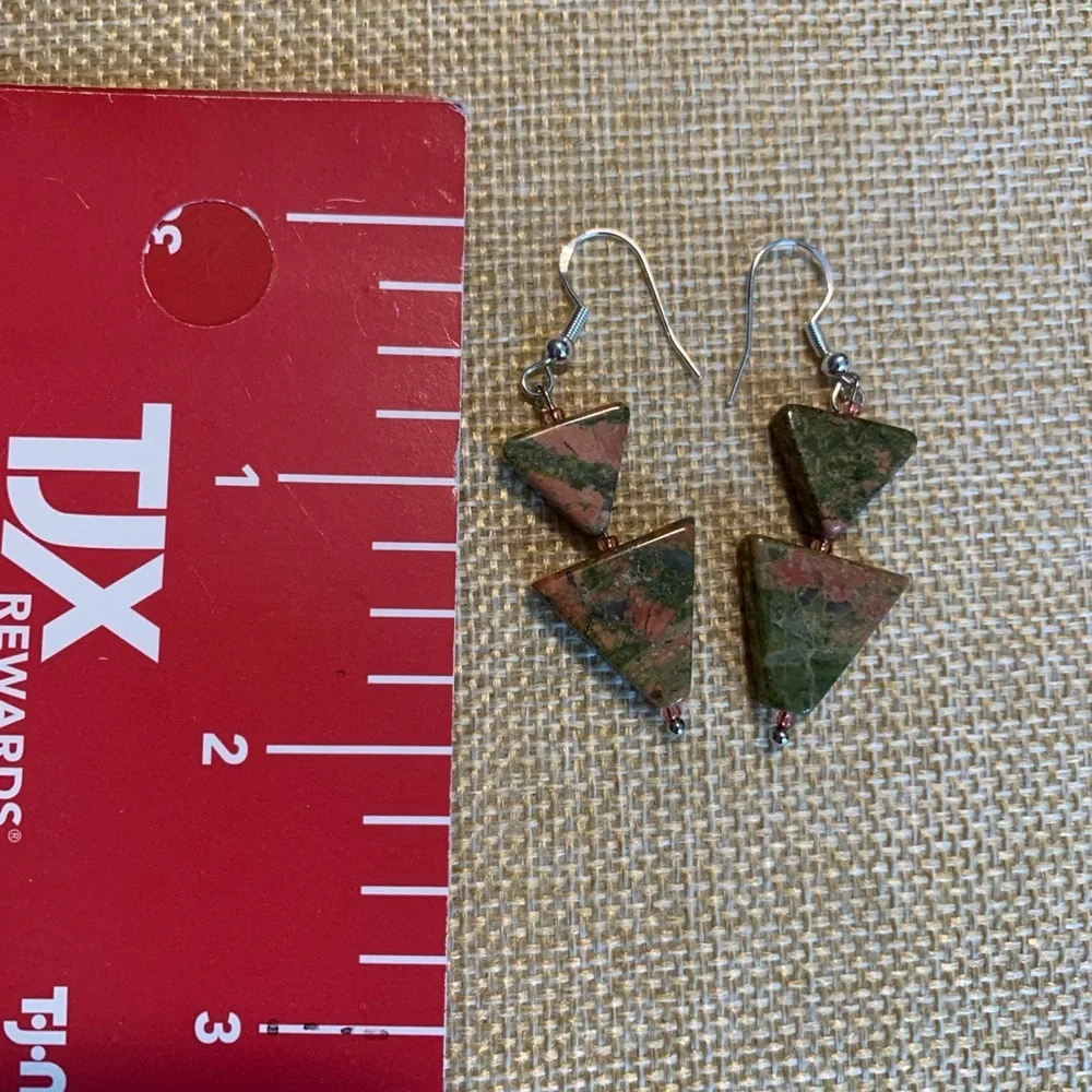 Unakite earrings in sterling NWT